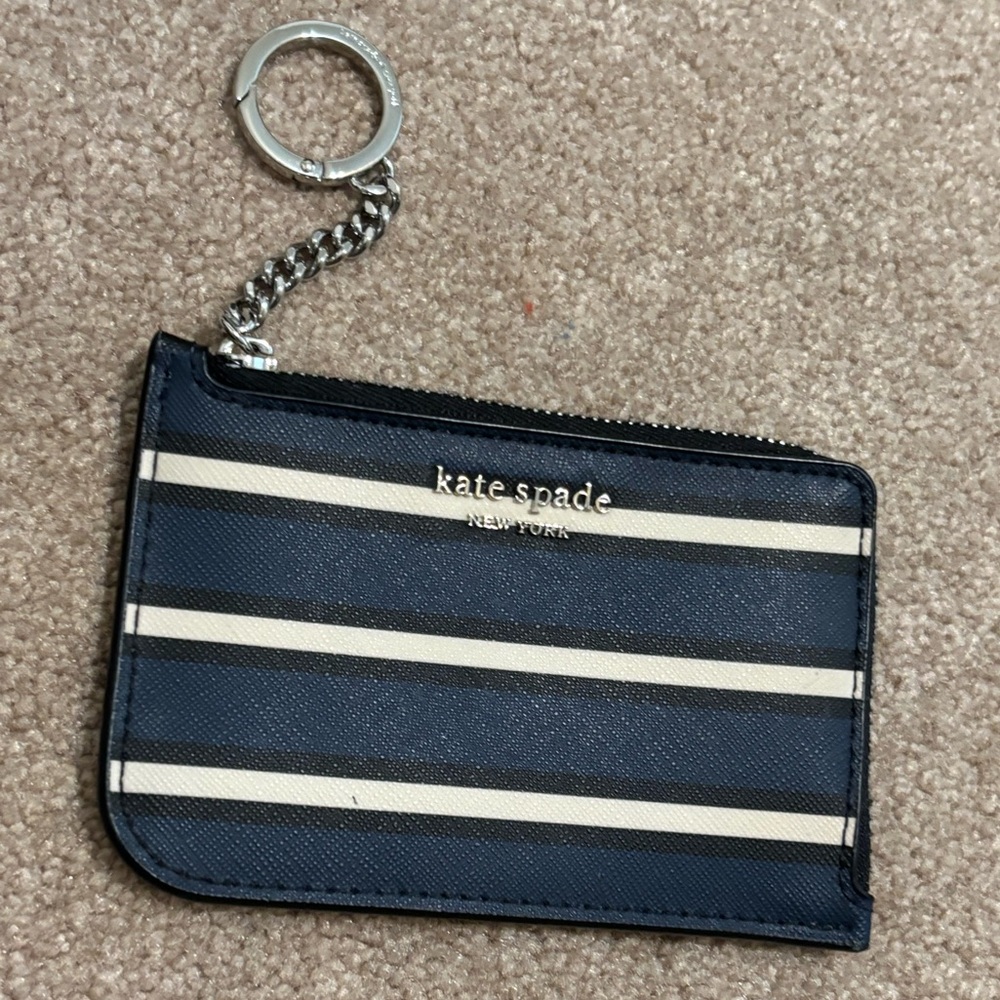 Kate Spade Navy and Cream Stripe Card Pouch